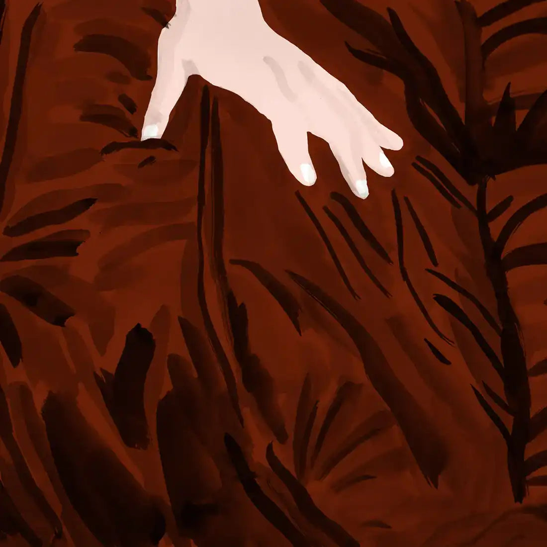 Brown fabric with a pale hand.