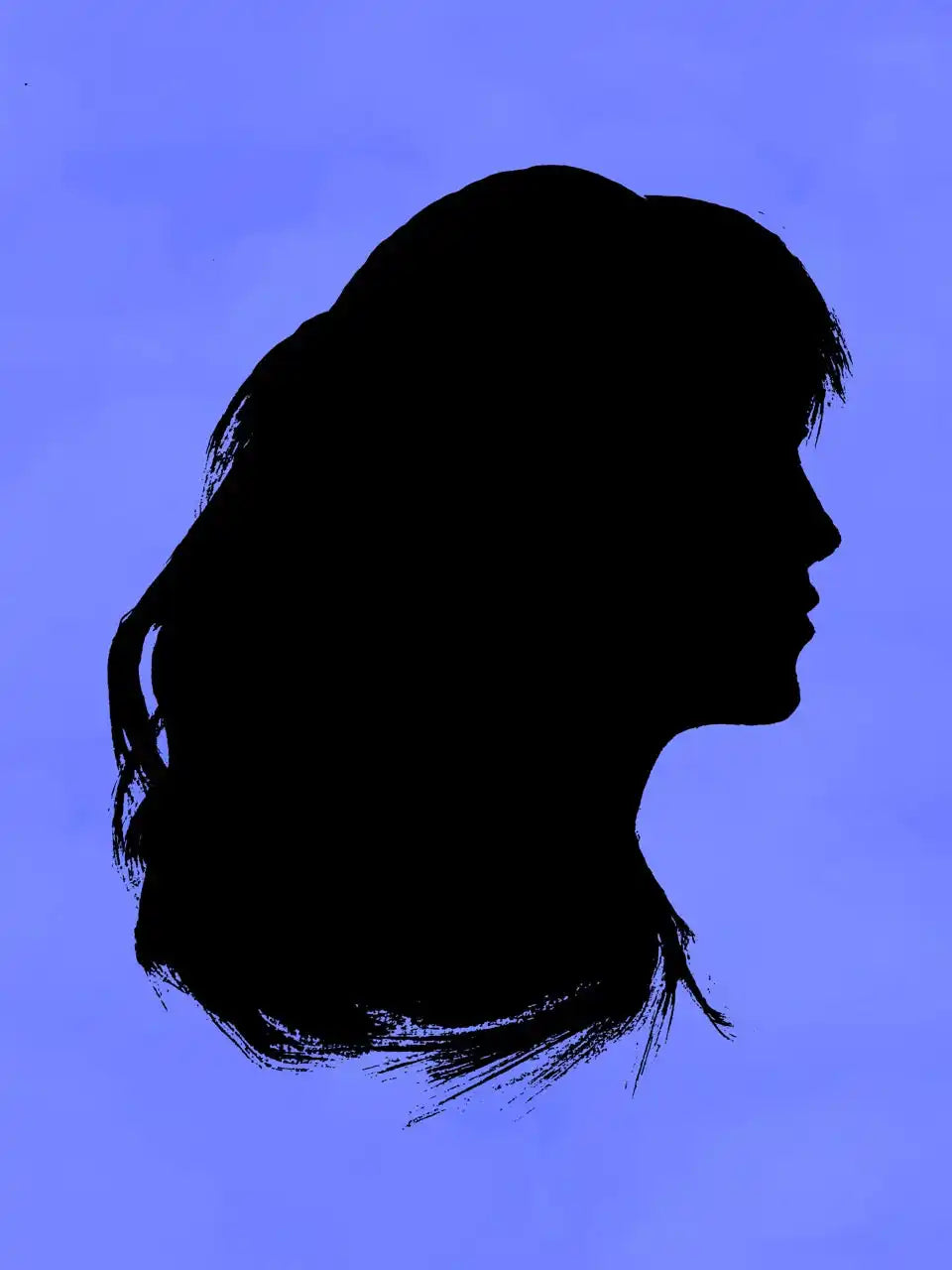 Female silhouette with flowing hair.