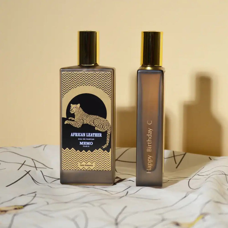 Two perfume bottles.